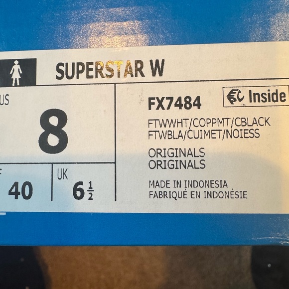 Adidas Superstar sneakers white with copper stripes size 8 - Picture 5 of 5